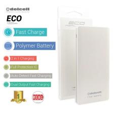 Delcell 10000mAh Powerbank ECO Real Capacity Fast Charging Slim Powerbank Polymer Battery Garansi Resmi 1 Tahun Dual Output Power Bank Murah Berkualitas - Putih