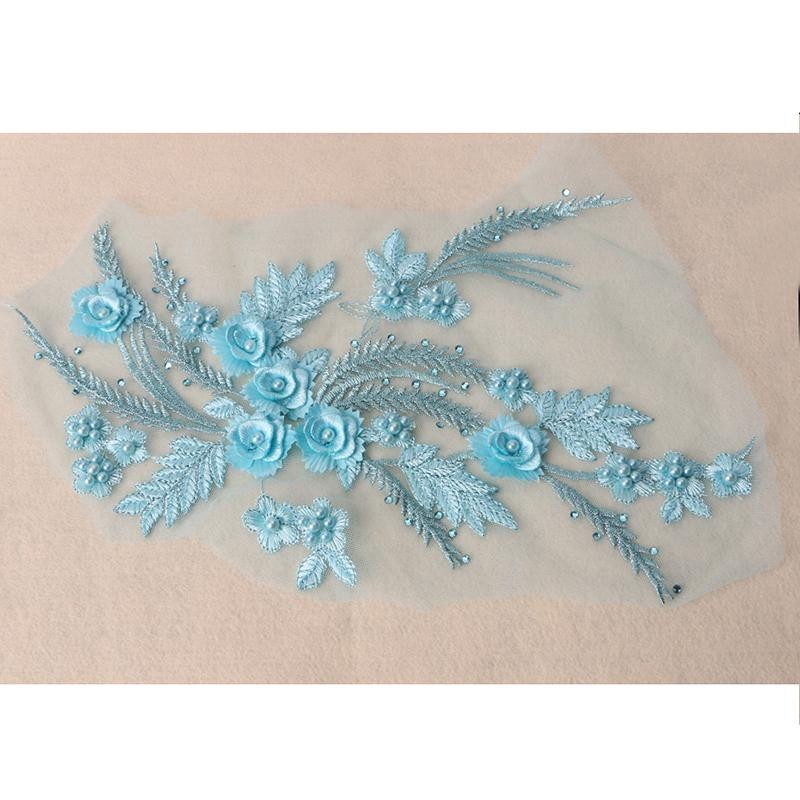 Bunga Halus Embroideried, Kain Renda Pengantin Pernikahan Gaun Jahit Bordiran-Internasional