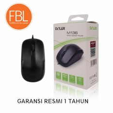 Delux M136 Wired 1000DPI Optical Mouse Black Garansi Resmi 1Tahun Bukan Logitech