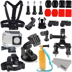 Deyard Xiaomi Yi 2/4K/4K+/Yi Lite/Yi Discovery Aksesoris Kit, Xiaoyi 4 KB II Waterproof Kasus Perumahan + Tali Kepala + Harness Dada + Mobil Penyedot + Setang Sepeda Gunung + Starter Kit Ringan Pegangan Kamera Aksi