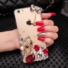 Berlian Case untuk Samsung Galaksi On Maksimum Capa Berlian Buatan Transparan Mewah Bling Sarung dengan Rubah Ikatan Simpul-Internasional