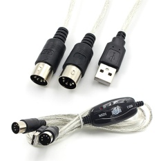 Digital USB IN-OUT MIDI Antarmuka Kabel Converter PC untuk Musik Keyboard Cord Black Hitam