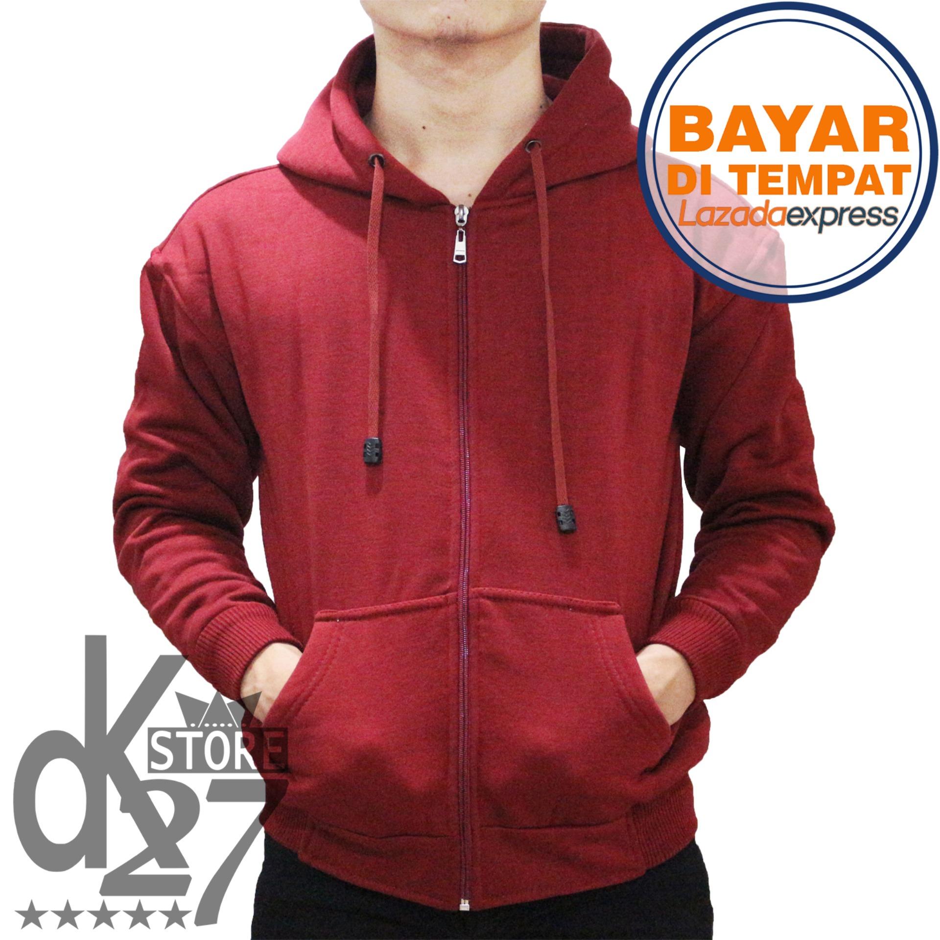 DK Jaket Sweater Polos Hoodie Zipper Pria/Wanita