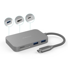 Dodocool USB-C Hub 7-in-1 Bahan Aluminium Alloy dengan Port Charging Tipe-C Output Video HD 4K SD/TF Card Reader dan 3 SuperSpeed USB 3.0 for MacBook/MacBook Pro/Google Chromebook Pixel Warna Abu-abu