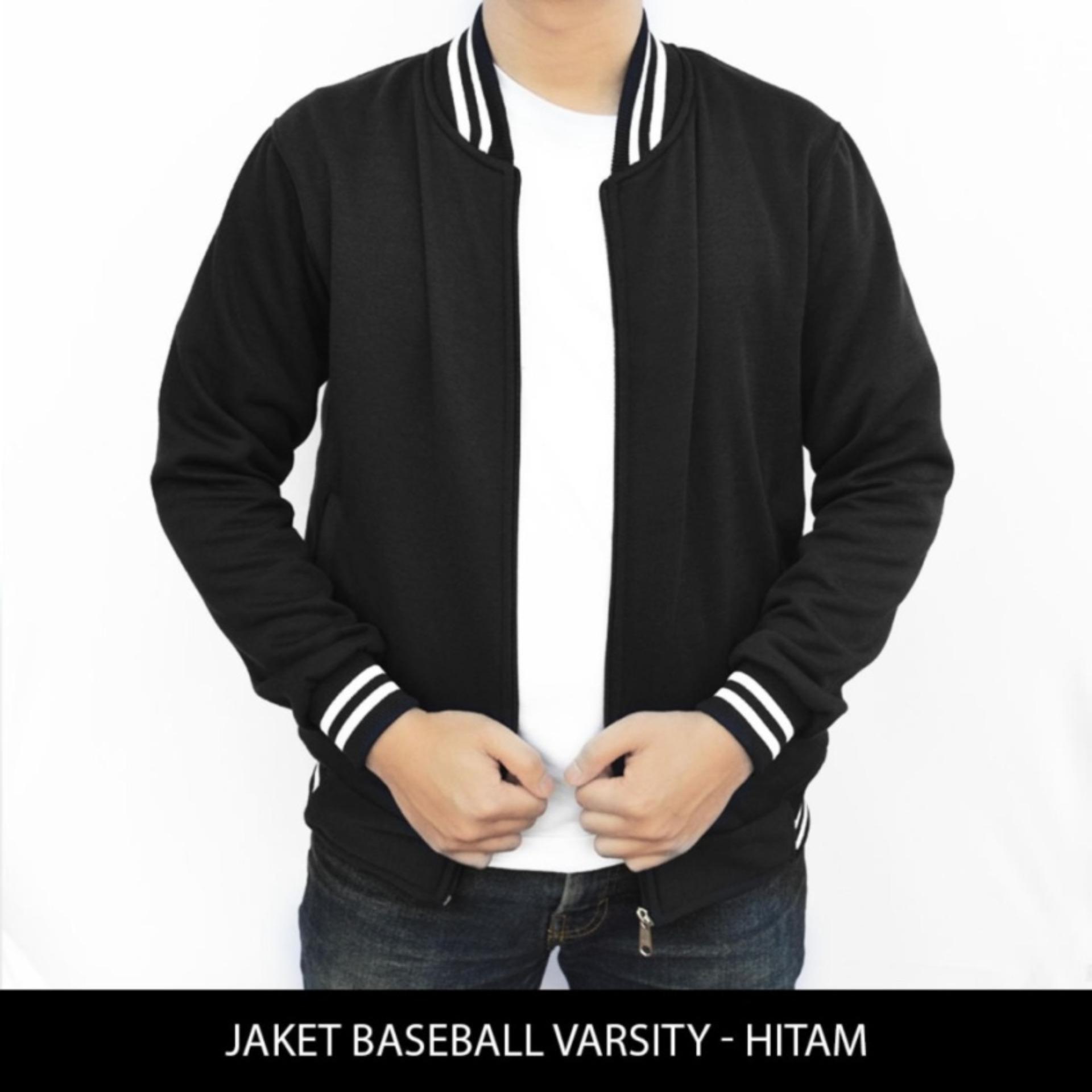 DONI STORE Jaket Baseball Varsity Polos - Hitam