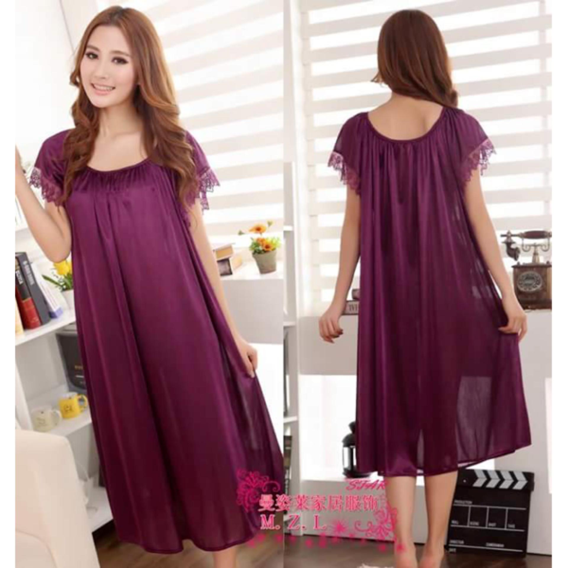 Dress Daster Bajutidur Baju tidur besar fit XL XXL Hamil Satin Murah