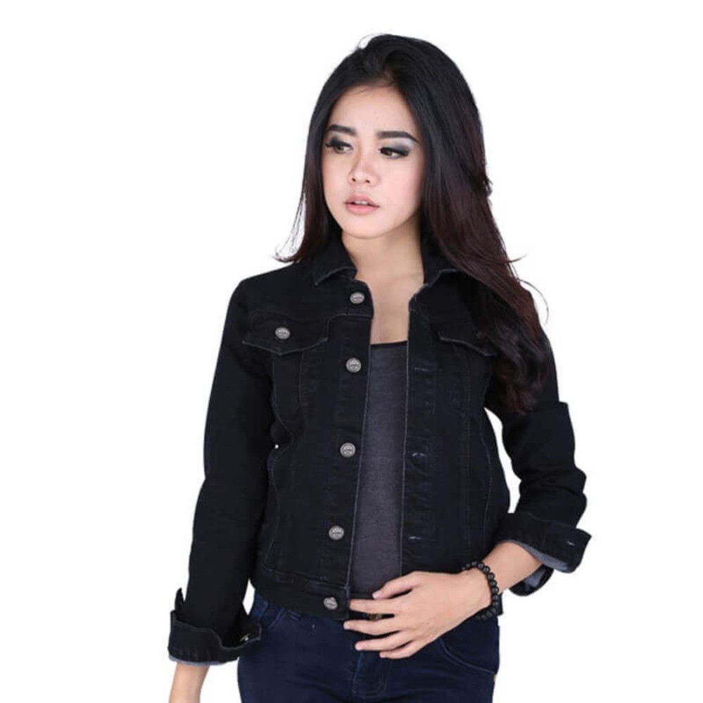 DS Jaket Denim Wanita Best seller Hitam