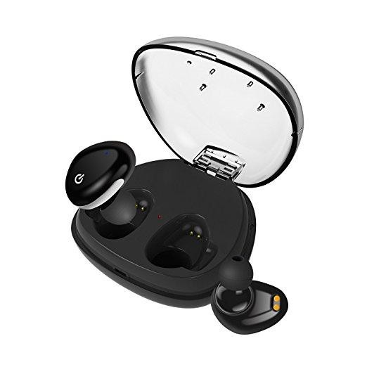 DSstyles Mini Touch Control Wireless Bluetooth 4.2 Earbuds with Mic Waterproof Sport Headsets Headphones + Charging Carry Case black