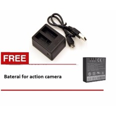Dual Battery Charger for action camera Kogan Brica ETC + baterai 1pcs