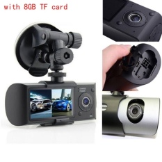 Dual Camera Car DVR R300+8GB TF card with GPS and 3D G-Sensor 2.7”TFT LCD X3000 Cam Video Camcorder Cycle Recording Digital Zoom - intl