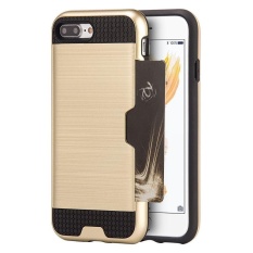 Ganda Lapisan Guncangan Menyerap Perlindungan Buah Hibrida/TPU Karet Identitas/Slot Kartu Kredit Case Sarung untuk iPhone 8 plus 5.5 Inches-Internasional