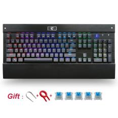 E Elemen Z-77 RGB Backlit Tahan Air dan Tahan Debu 104 Tombol Keyboard Gaming Mekanis dengan Saklar Biru DIY-Saklar Ganti (hitam-RGB) -Intl