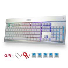 E Elemen Z-77 RGB Backlit Tahan Air dan Tahan Debu 104 Tombol Keyboard Gaming Mekanis dengan Saklar Biru DIY-Saklar Ganti (Putih-RGB) -Intl
