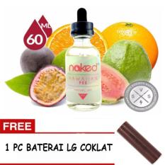 E-Liquid Naked USA Premium Rokok Elektrik Refill kemasan 1 botol x 60 ml - Rasa Hawaiann Pog + FREE 1 PC Baterai LG Coklat
