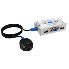 E-SDS 2-Port VGA USB KVM Switch Box with 2 KVM Cables Support Wireless USB Keyboard and Mouse ,Pushbutton ,Hot-key Switch and De - intl
