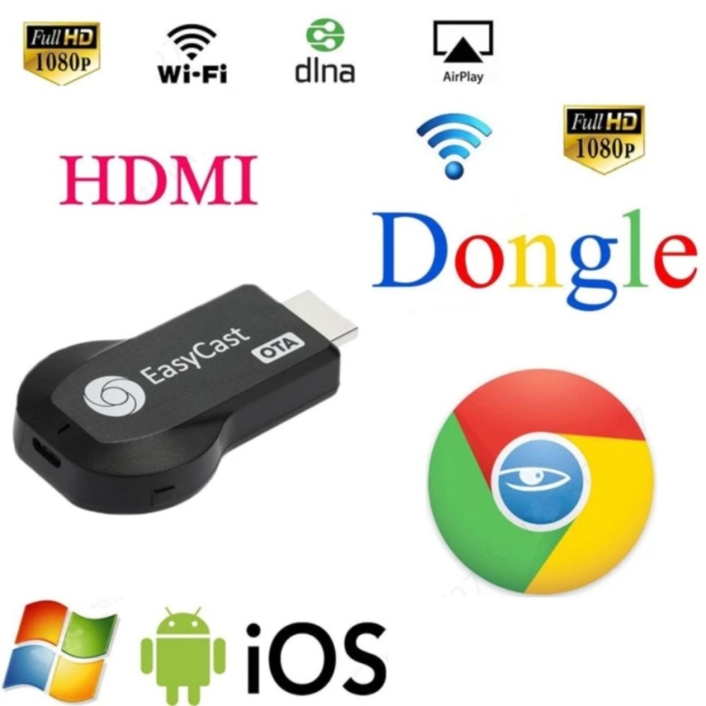 EasyCast OTA WIFI pemutar Media Miracast DLNA Airplay 1080P Windows iOS Android Smart TV tetap Dongle Chromecast
