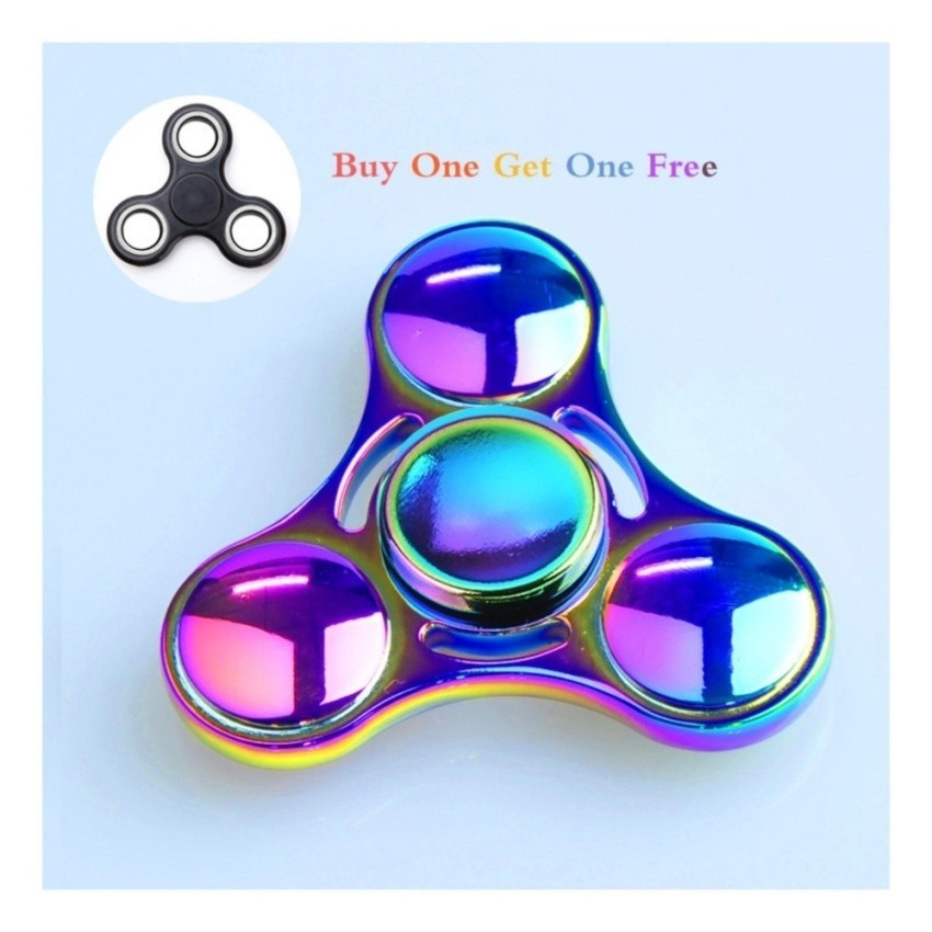 EDC Metal Rainbow Fidget Cube Hand Spinner Mainan + .