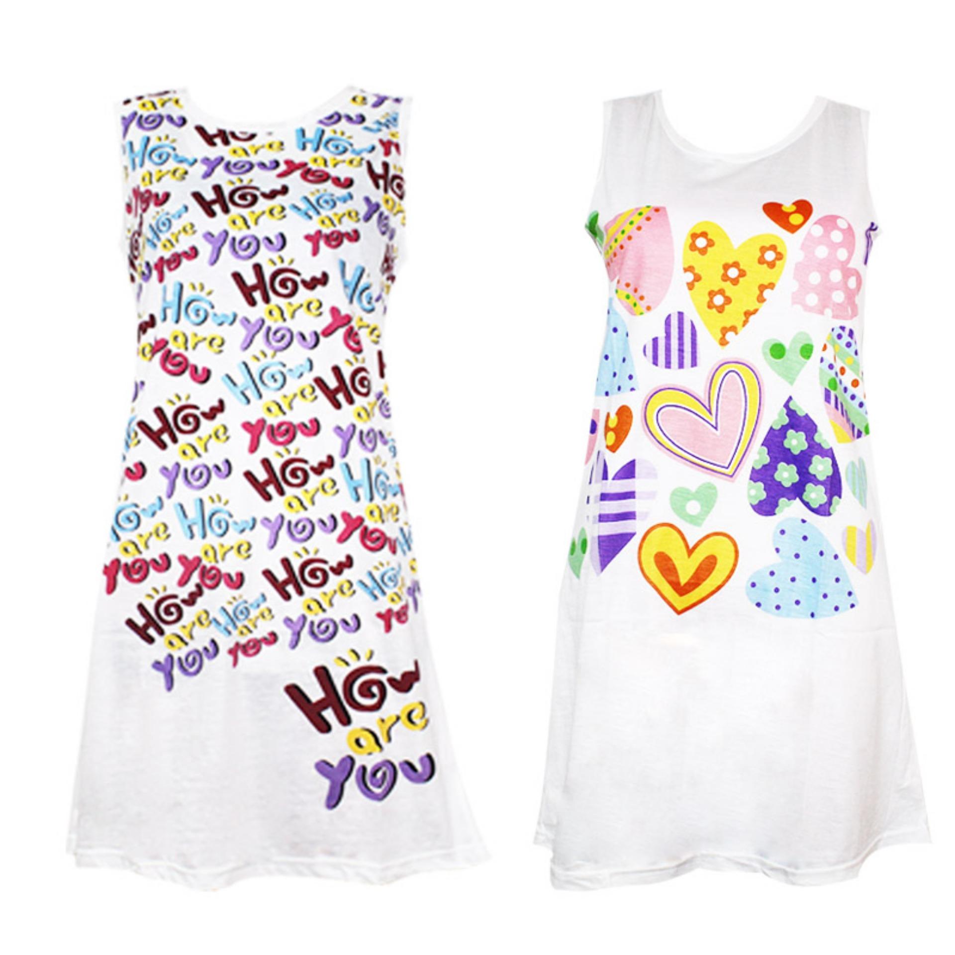 EELIC BAT-8966 -X2P Baju tidur motif lucu daster tanpa lengan Motif Random