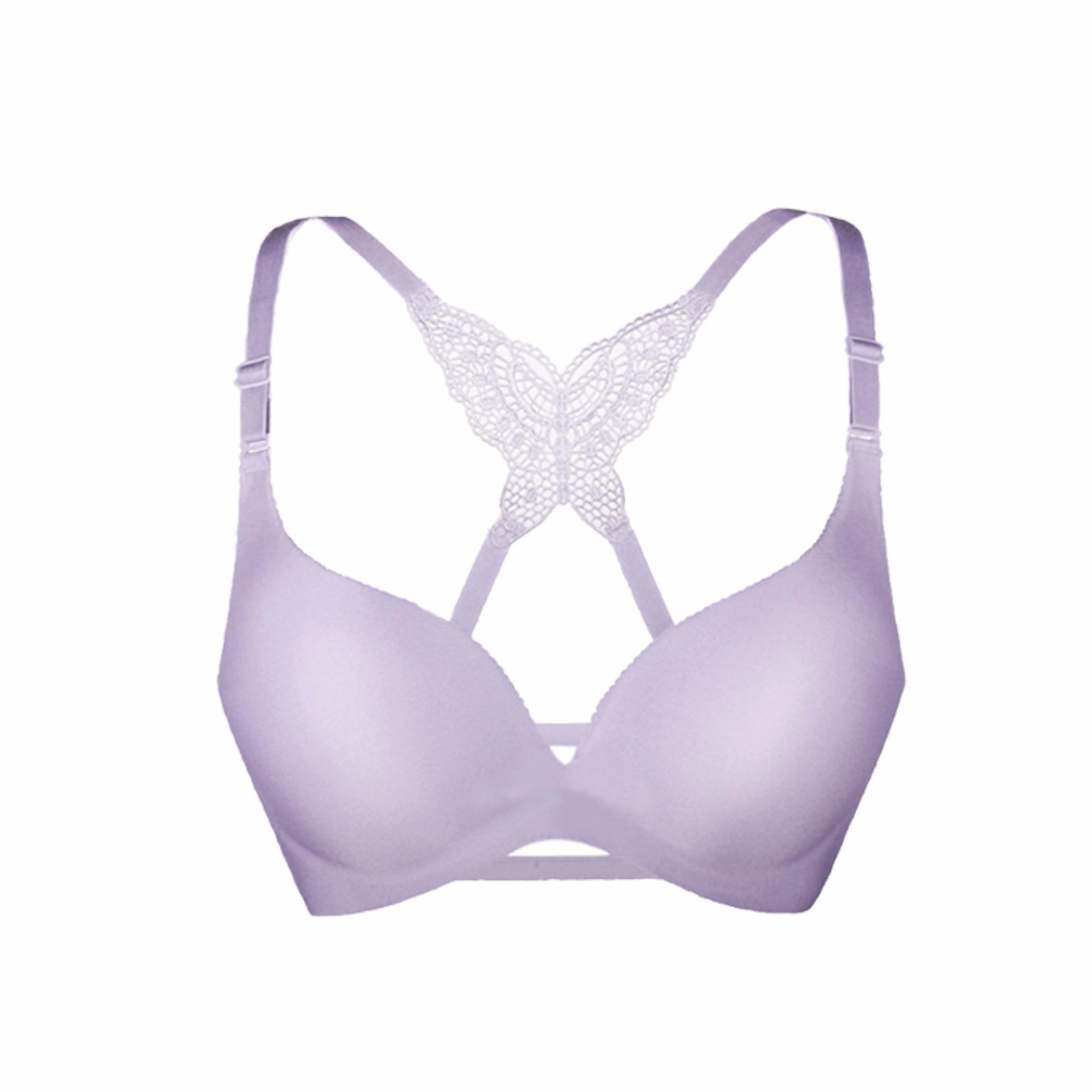 EELIC BRA-01B UNGU Bra Push Up Tali Punggung Kupu-Kupu Half Cup Bra Busa Tebal