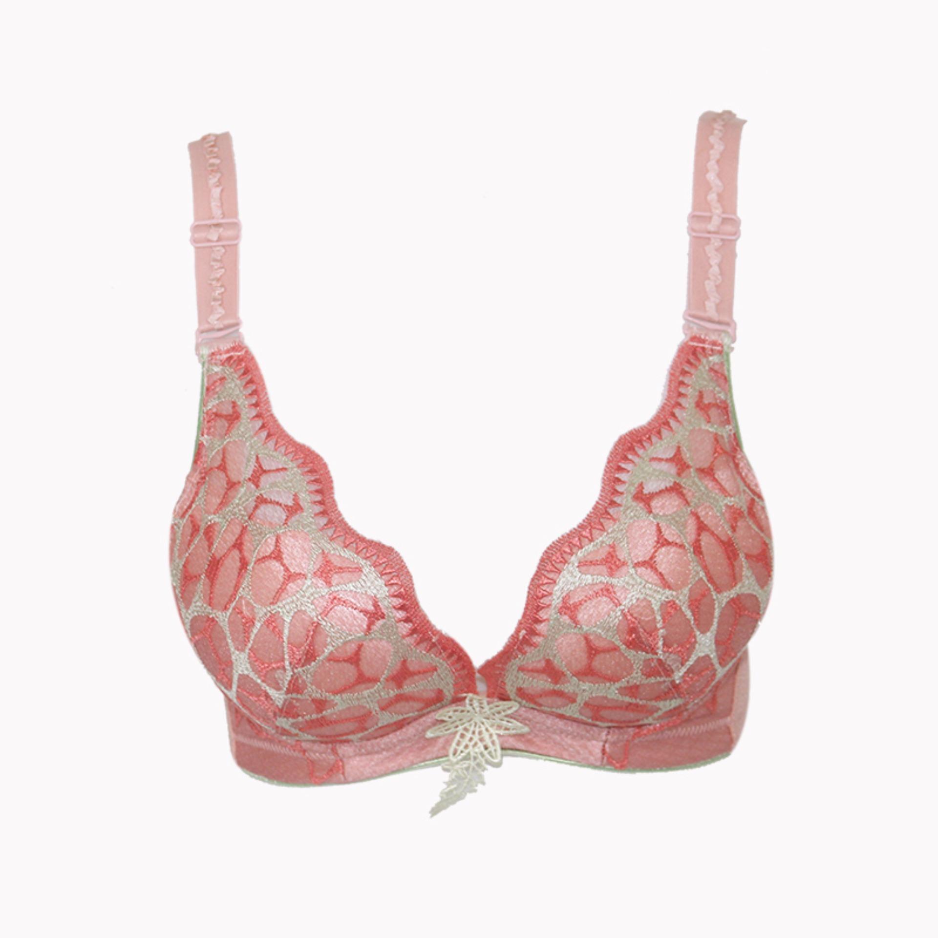 EELIC BRA-6158 ORANGE Bra Push Up Bola Pemijat Full Bordir