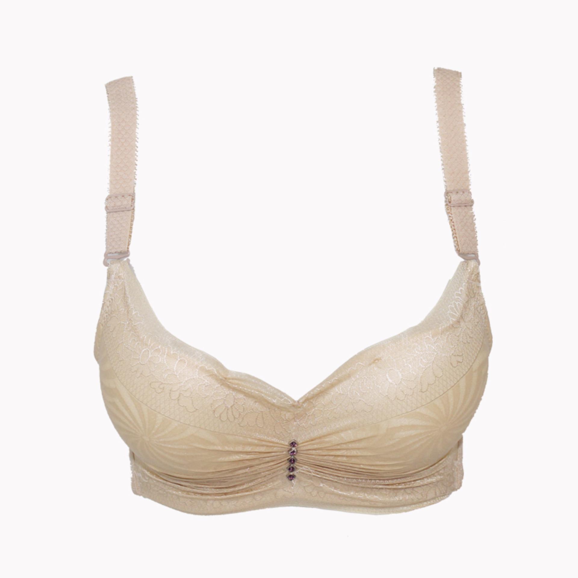 EELIC BRA-858 CREAM Bra Soft Strech Dengan Bola Pemijat