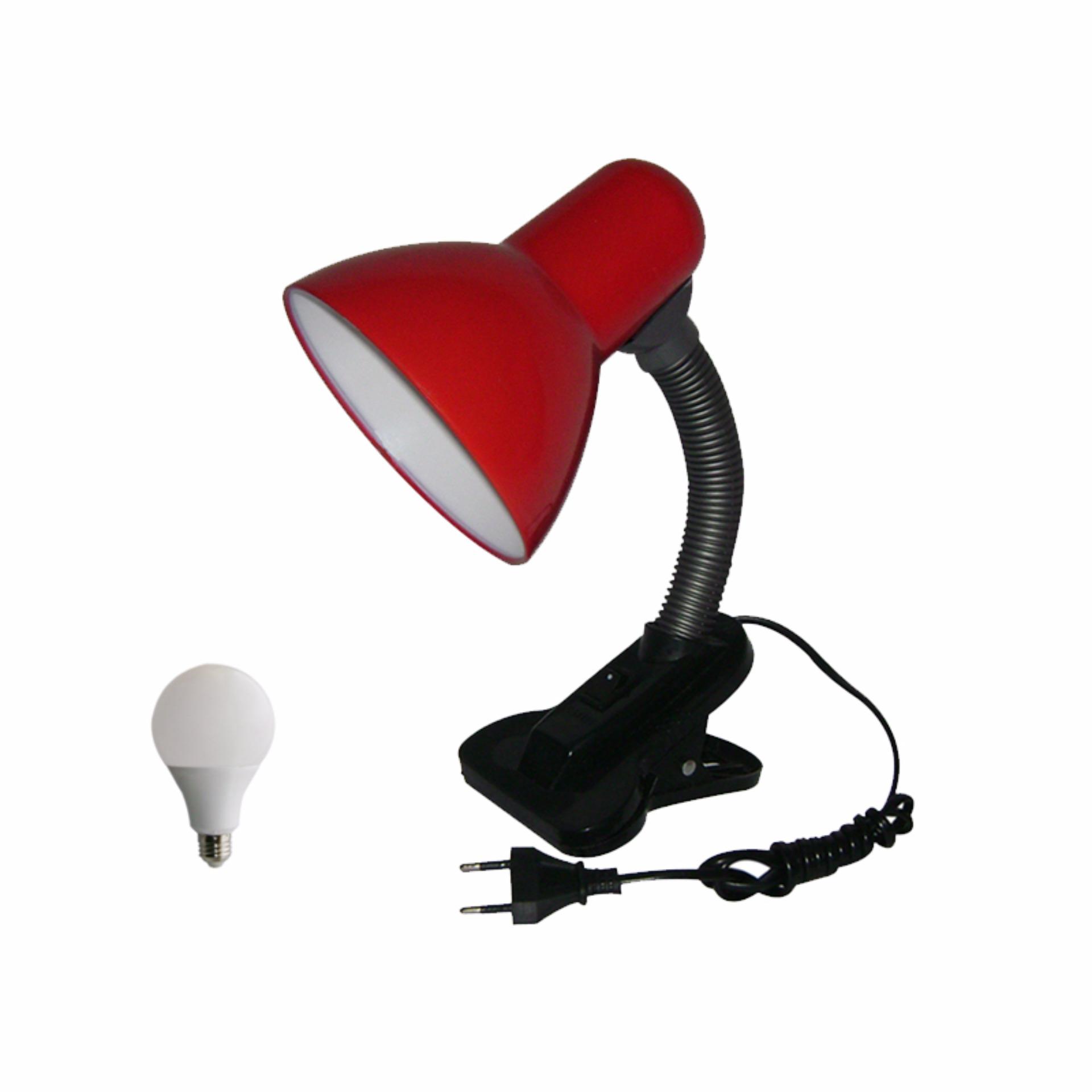 EELIC JM-108S 5W MERAH Lampu Meja - Baca - Belajar Jepit Switch + 5W LED