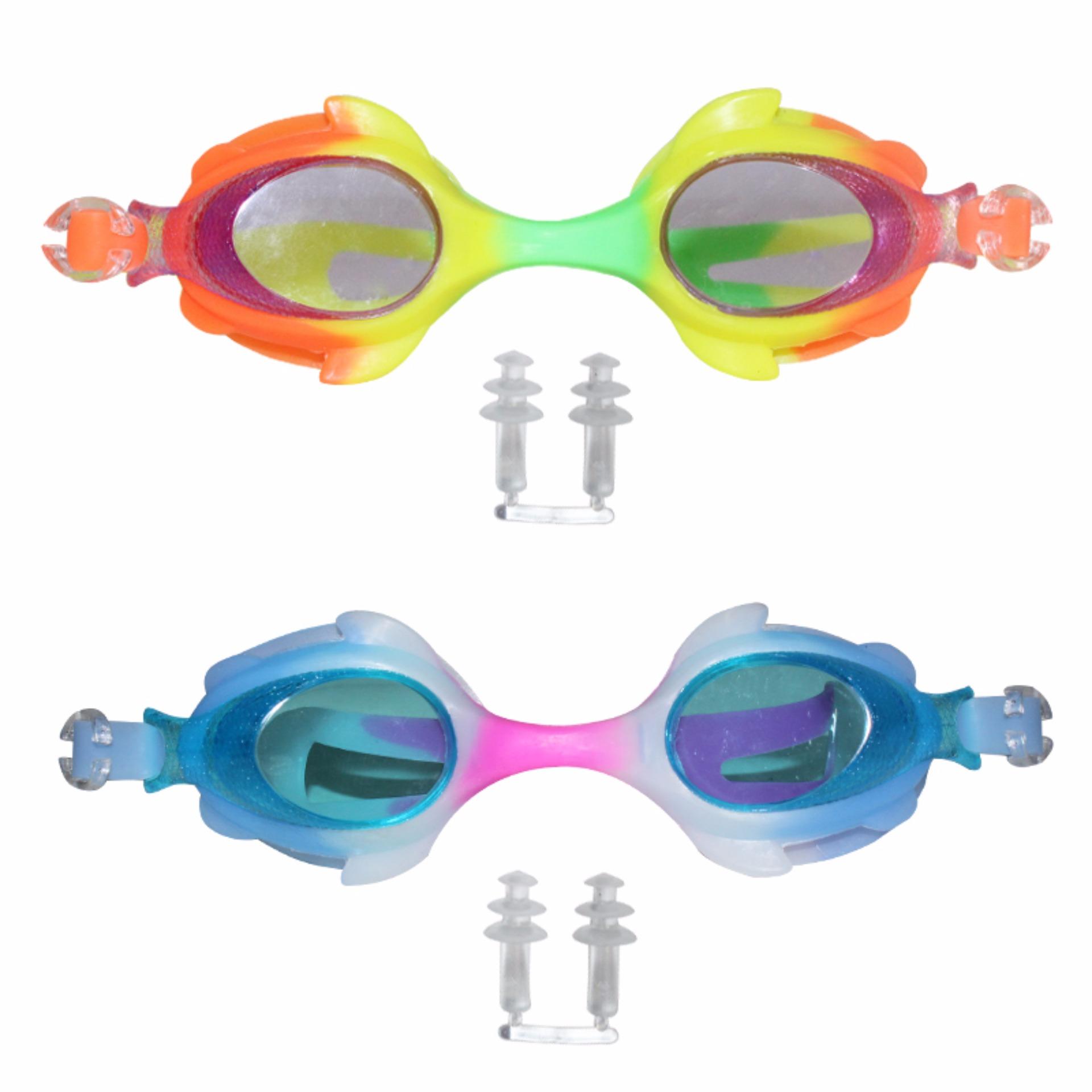 EELIC KAR-2800 2 PCS HIJAU + BIRU MUDA Kaca Mata Renang Anak Usia 2 - 7 Tahun
