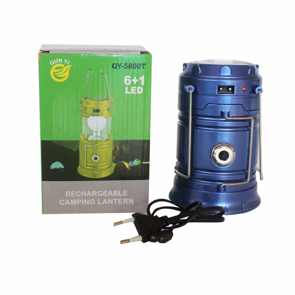 EELIC QY-5800T 1W + 6 SMD LED Warna Biru Lampu senter / Lentera Multifungsi Tenaga Surya bisa untuk powerbank