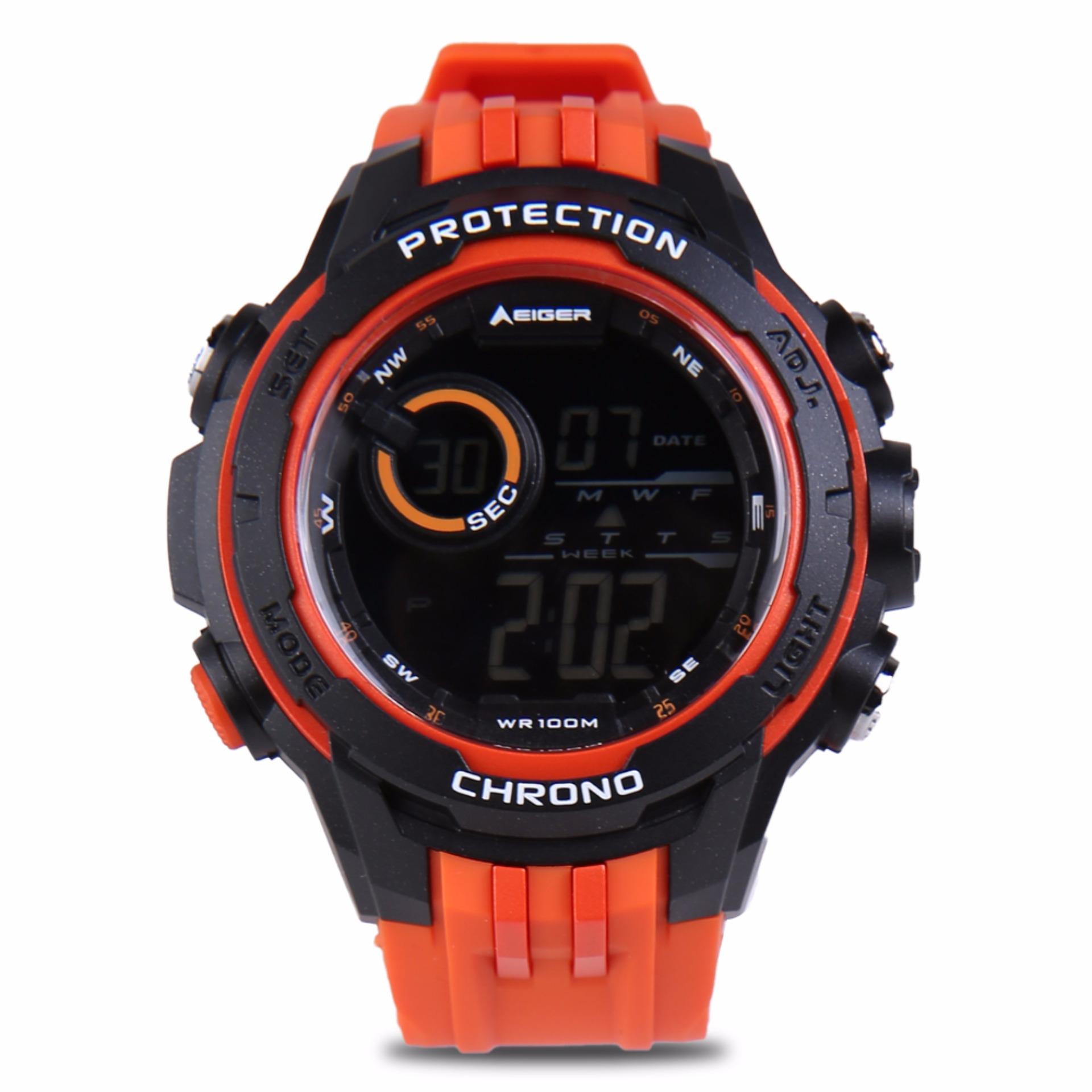 Eiger Jam Tangan Digital Pria Pilatus - Hitam Orange