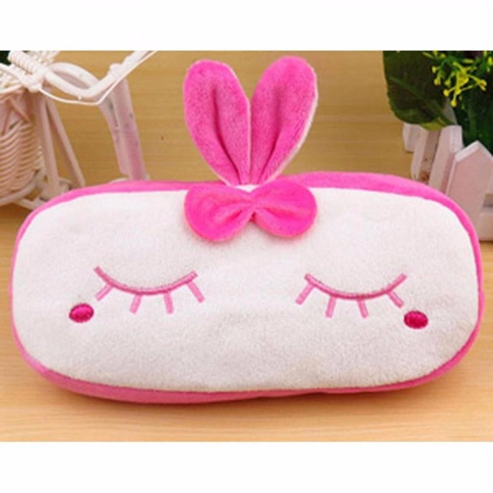 Eigia Kotak Pensil Lucu Gambar Kartun Anak Motif Bunny Lucu Tempat Pensil Pen Alat Tulis Penghapus Peralatan Sekolah Kantor Desain Boneka Ala Korea Unik Like a Doll Dompet Resleting Bahan Cotton Plush Kain Bludru Lembut Halus - Pink