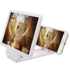 Eigia Stand Kaca Pembesar 3D untuk Smartphone Enerlage Screen Mobile Phone Hp Android Handphone Enerlarged 3 Dimensi Reduce Eye Fatigue Desain Trendi Nonton Video Film Material Kaca Acrylic Gambar Jelas Tajam Ringan Kecil Mudah Dibawa K031 - Putih
