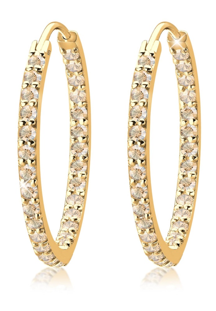 Elli Germany 925 Sterling Silver Anting Hoops Glamour Swarovski® Lapis Emas Emas