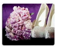 ELong Station SOLD Natural Karet Mouse Pad Peony Buket Bunga Buket dengan Sepatu On Violet Background M0A13694-Intl