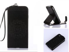 Embossing PU Leather Wallet Stand Flip Atas dan Ke Bawah Flip Case Cover Garis untuk Samsung Galaxy S3 Mini I8190 Case -Intl