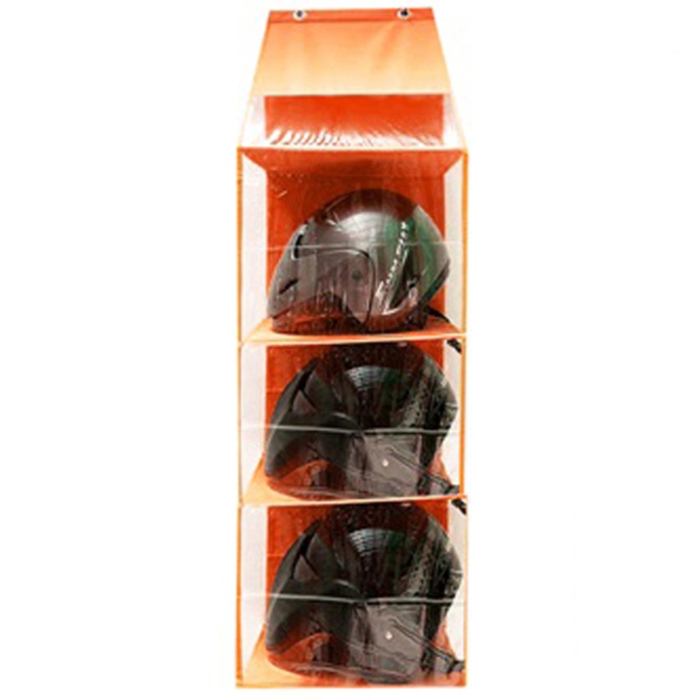 EMWE HHOZ Hanging Helmet Organizer Rak Helm Gantung Resleting Lemari Bag organizer Penyimpanan Sepatu Sandal Tas Boneka Aksesoris Multifungsi Sekat Triplek 3 Susun - Orange