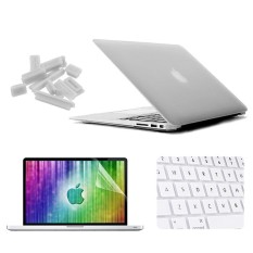 Enkay untuk Macbook Udara 11.6 Inch (Versi Sebagai) /A1370/A1465 4 Dalam 1 Beku Cangkang Keras Plastik Pelindung Kasus dengan Layar Pelindung & Keyboard Menjaga & anti-debu Plugs (Putih) -Internasional