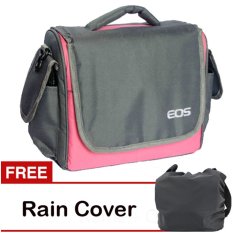 Eos Tas Kamera Canon 2 Lensa - Pink + Gratis Rain Cover