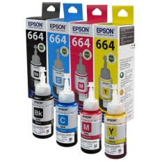 EPSON INK CATRIDGE T664 SET (T6641BK (C13T664100), T6642C (C13T664200),T6643M (C13T664300),T6644Y (C13T664400))