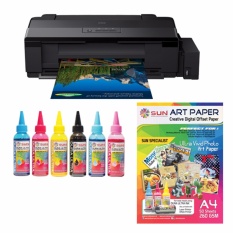 Epson Printer L1800 SUN Dura Ultra Art Paper Ink 100ml BCMYLcLm Bonus SUN Art Paper A3