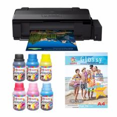 Epson Printer L1800 SUN Premium Ink NFI 100ml BCMYLcLm Bonus SUN N.G Glossy Photo Paper A3