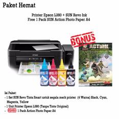 Epson Printer L380 Sun Revo Ink Bonus Photo Paper A4