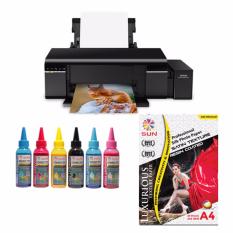 Epson Printer L805 Sun Pigment Pro Ink Bonus Silk Photo Paper A4 Satin
