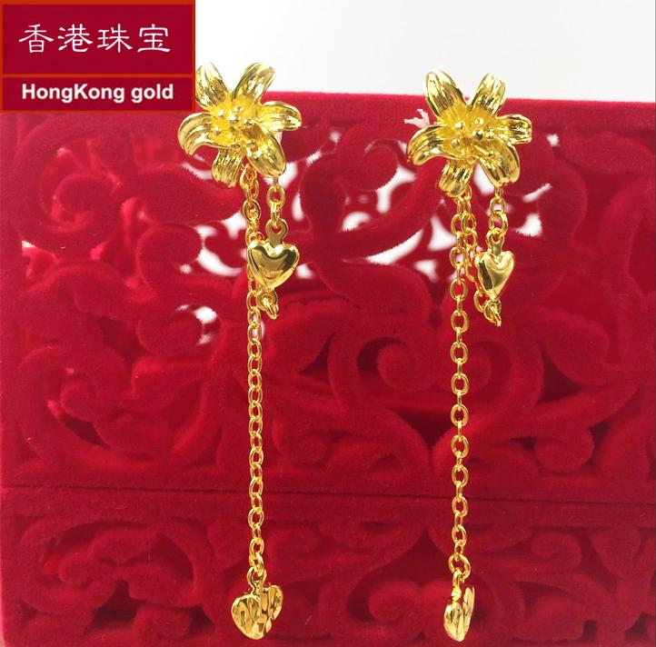 Eropa Lebih Emas Kuning Imitasi Emas Mempelai Wanita Menikah Anting Anting