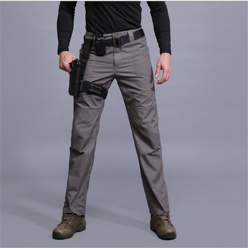 ESDY Urban Taktis IX9 Militer Cargo Pants Pria Berkemah Hiking Cepat Kering Bernapas Stretch SWAT Tentara Militer Mens Celana Grey -Intl