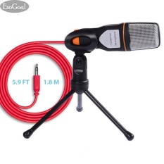 EsoGoal profesional kondensor suara Podcast studio rekaman mikrofon Mic dengan Tripod stan PC Laptop komputer Apple Mac Skype (hitam)