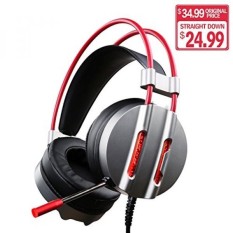 ET Robot Gaming Headset dengan MIC Kebisingan Pengurangan Game Earphone 7.1 Surround Sound Merah LED Lighting (Ruang Grey) -Intl