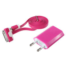 EU Plug Adapter Wall Charger Kabel Sinkronisasi Data USB untuk IPhone 4 4S3GS Naik Merah-Internasional