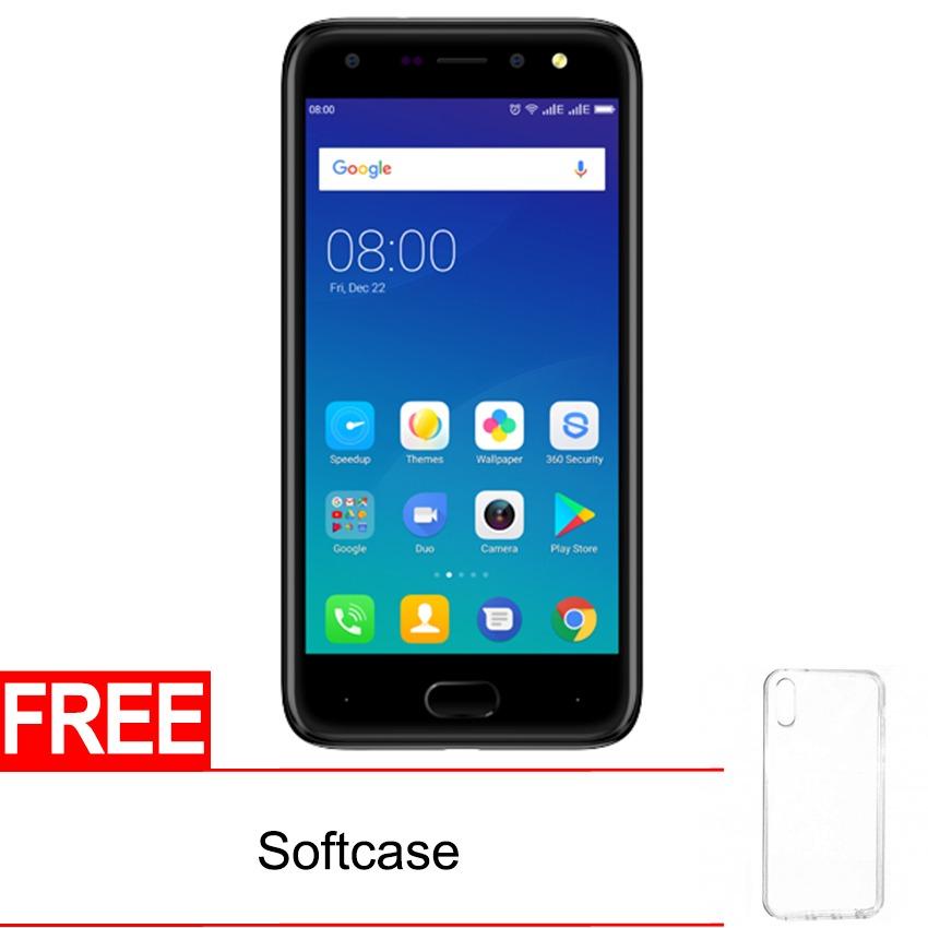 Evercoss U50A Max 2/16GB Fingerprint - Hitam + Gratis Softcase