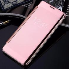 Executive Canel Case Samsung Galaxy J5 Prime Flipcase Flip Mirror Cover S View Transparan Auto Lock Casing Hp- ROSE GOLD