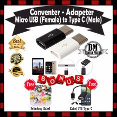 EXTRA BONUS !! Micro USB (Female) to Type C (Male) Adapter Metal - GRATIS Pelindung Kabel Lucu Unik & OTG Kabel Type C Konektor Usb Tipe-C Cable
